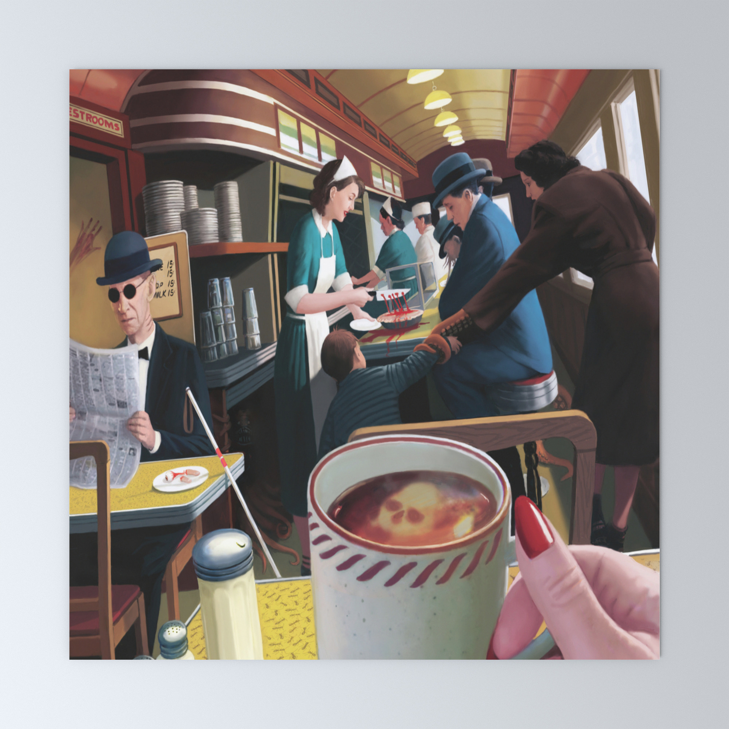 Blue Plate Special by Jeff Lee Johnson Mini Art Print by The Jeff  Illustration Co. | Society6