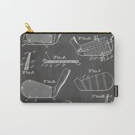 Golf Clubs Patent - Golfing Art - Black Chalkboard Carry-All Pouch