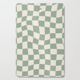 Sage Green Wavy Checkered Pattern Cutting Board