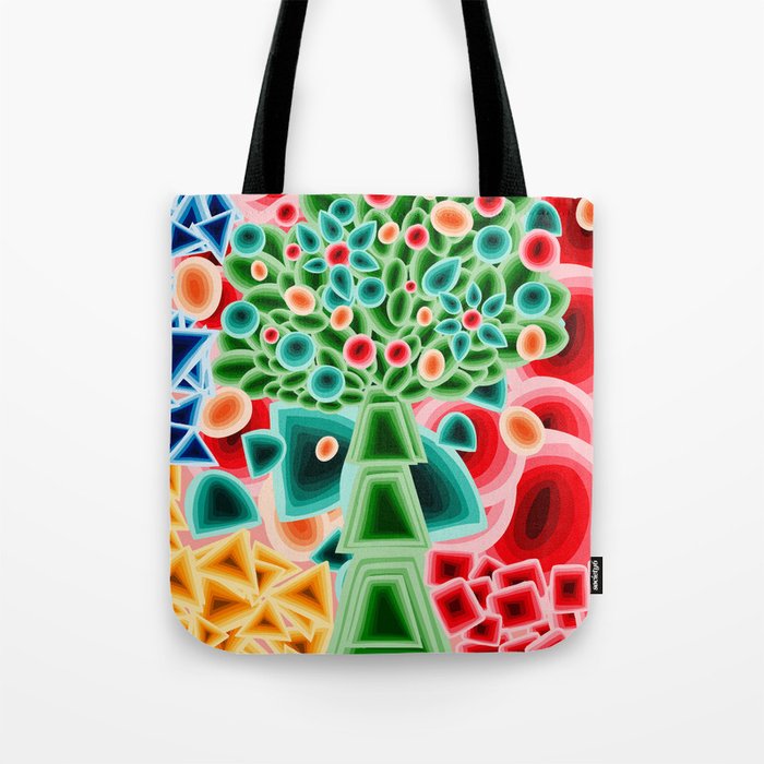Still Nature With Abstract Geometric Flowers Tote Bag