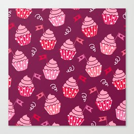 Valentine's cupcakes burgundy pink party Canvas Print