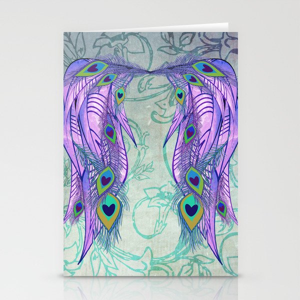 Peacock Feather Angel Wing Wallpaper Stationery Cards By