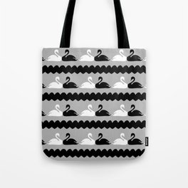 White and Black Swans with Hearts Tote Bag