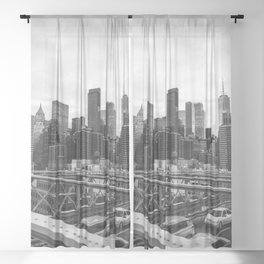 NYC Skyline Black and White Sheer Curtain