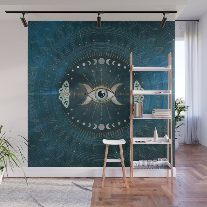 All Seeing Eye and Moons Wall Mural