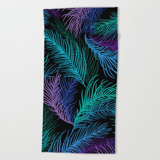 Multicolored palm leaves Beach Towel