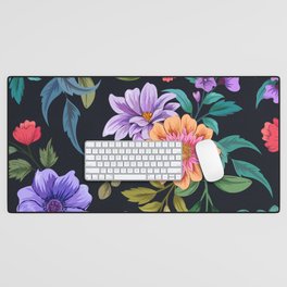 Tropical Resort Colorful Flowers and Leaves Garden in Bright Colors  Desk Mat