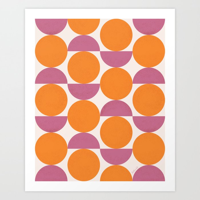 Mid Century Modern Shapes Orange Purple Art Print