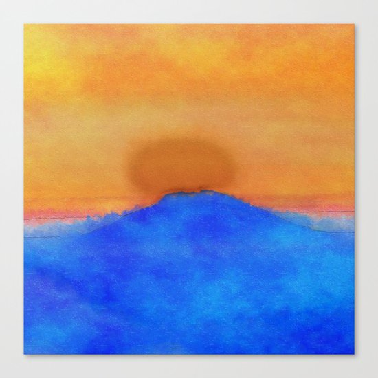 Blue landscape at sunset Canvas Print