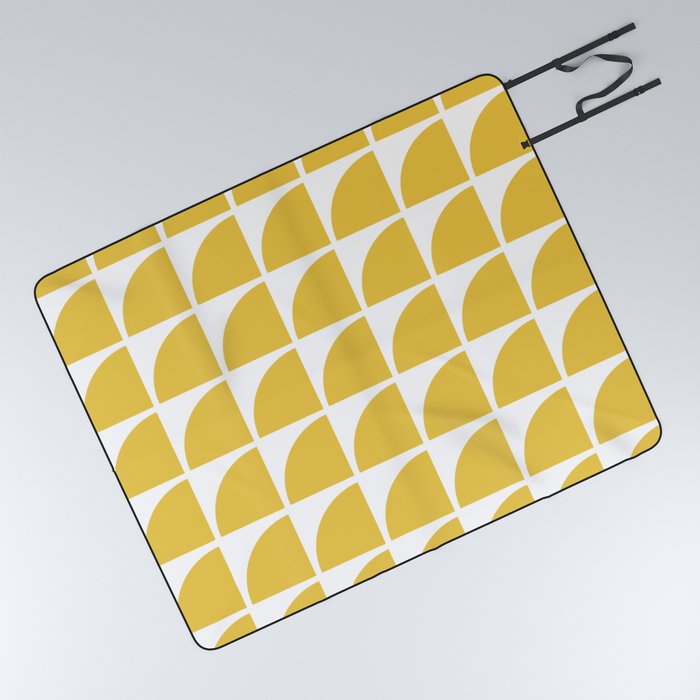 Mid Century Modern Geometric Pattern no. 7 Yellow Picnic Blanket