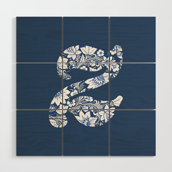 Chinese Element Blue - Z Wood Wall Art