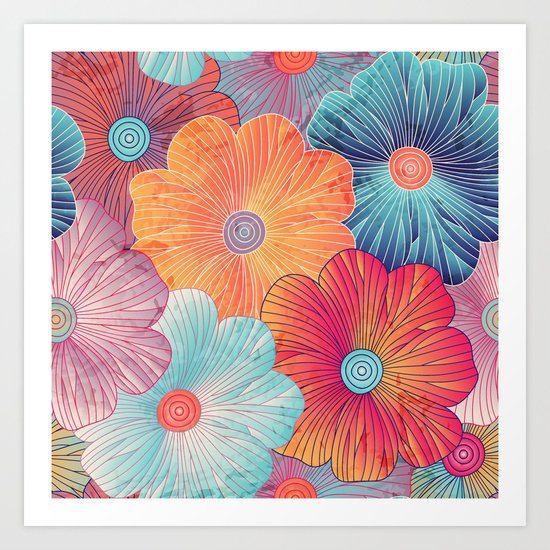 Big Bright Flowers Art Print