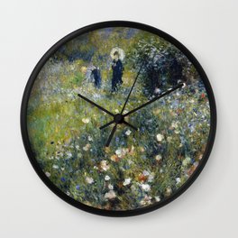 Woman with a Parasol in a Garden Wall Clock