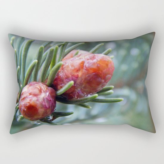 Tiny Red Pine Cones Rectangular Pillow