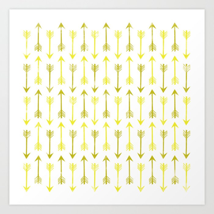 Yellow Arrow Pattern Art Print