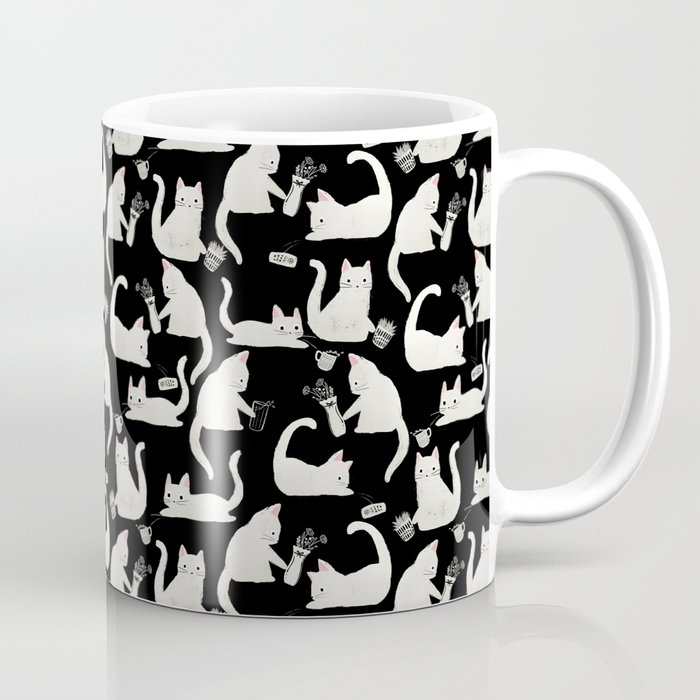 Bad Cats Knocking Things Over, Black & White Coffee Mug