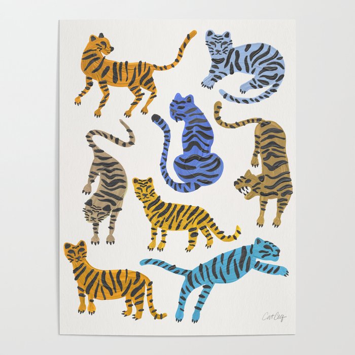 Tiger Collection – Blue & Tan Poster
