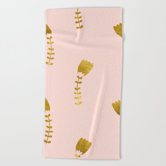 Pink Gold Foil 03 Beach Towel