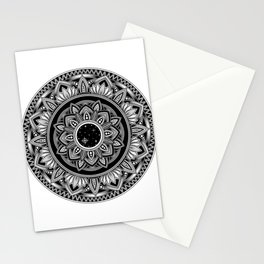 Black and white lotus mandala art Stationery Card