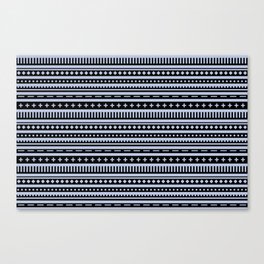 Black and Pastel Blue Shape Stripe Pattern Pairs DE 2022 Trending Color Prim Blue DE5898 Canvas Print