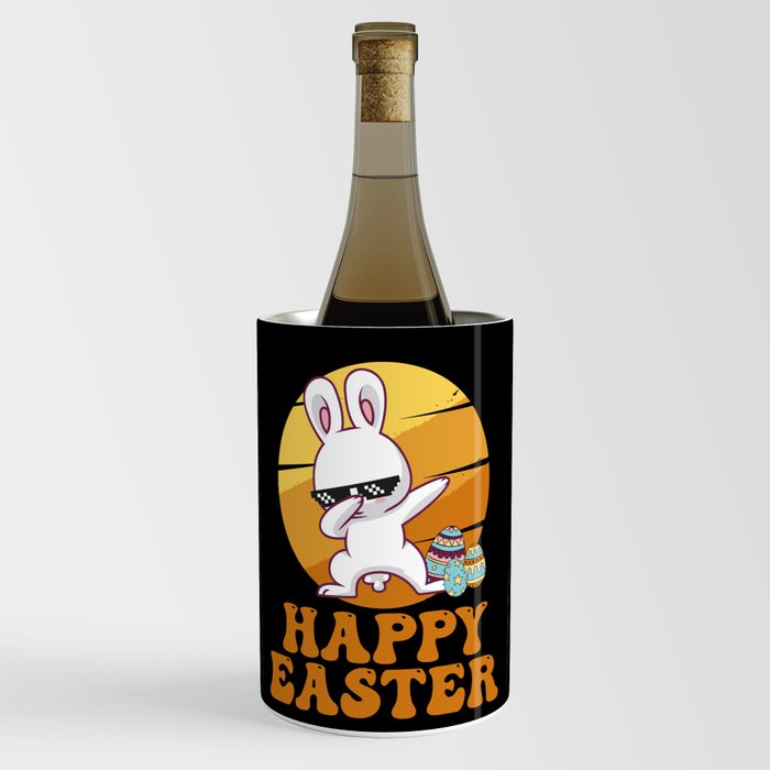 Happy Easter Kids Toddler Dabbing Bunny Wine Chiller
