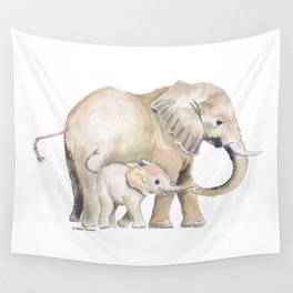 Mom and Baby Elephant 2 Wall Tapestry