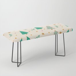 Christmas Pattern Turquoise Trees Bench
