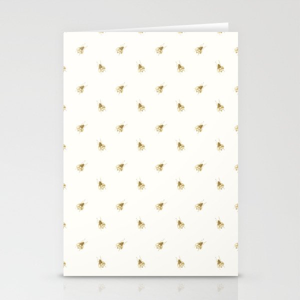 Gold Watercolour Bee Print Stationery Cards