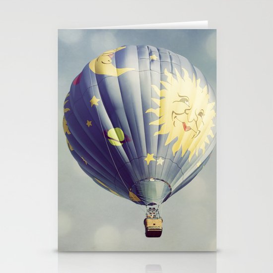 Moon and Stars Hot Air Balloon Stationery Cards