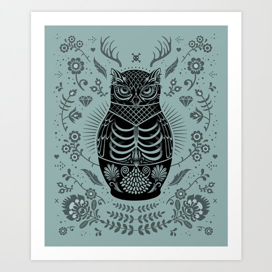 Owl Nesting Doll (Matryoshka) Art Print