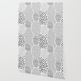 Abstract black and white pencil doodle pattern Wallpaper