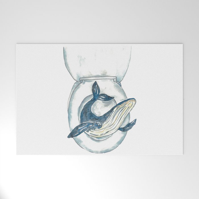 Whale in the bathroom painting watercolour  Welcome Mat