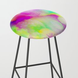 Abstract Artistic Neon Pink Teal Yellow Watercolor Paint Bokech Bar Stool