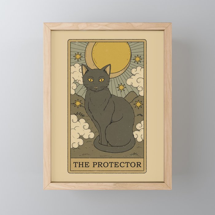 The Protector - Cat Tarot Framed Mini Art Print