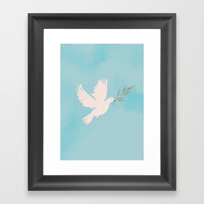 Dove of Peace with Olive Branch Framed Art Print