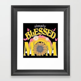 Simply blessed mom sunflower retro rainbow design Framed Art Print