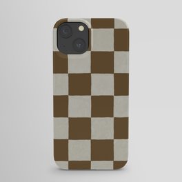 checkerboard hand-painted-leather brown iPhone Case