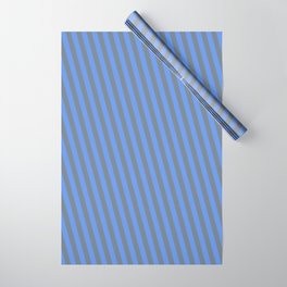 [ Thumbnail: Slate Gray and Cornflower Blue Colored Pattern of Stripes Wrapping Paper ]