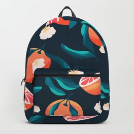 Seamless pattern with hand drawn oranges and floral elements VECTOR Backpack
