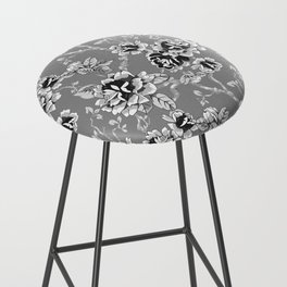 Spring Flowers Pattern Black and White Bar Stool