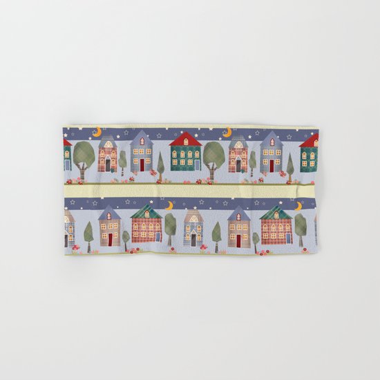 Kids patchwork seamless pattern with houses and trees Hand & Bath Towel