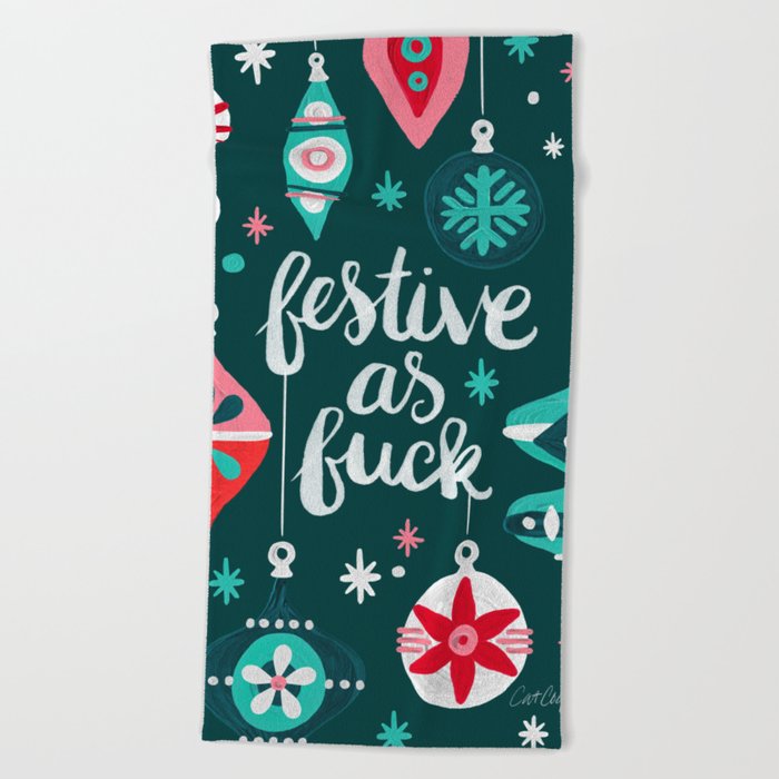 Festive As F*ck – Teal Beach Towel