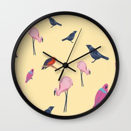 birds illustrations pattern Wall Clock