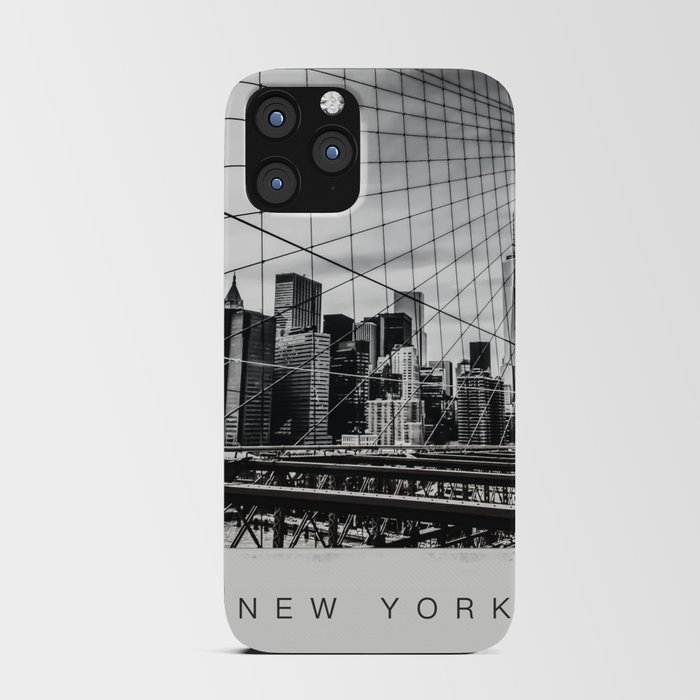 Brooklyn Bridge and Manhattan skyline in New York City black and white iPhone Card Case