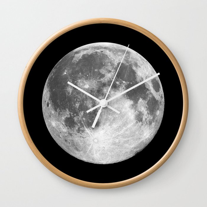 Full Moon print black-white photograph new lunar eclipse poster bedroom home wall decor Wall Clock