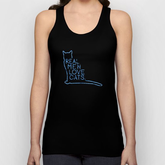 Real Men Love Cats Watercolor Blue Unisex Tank Top