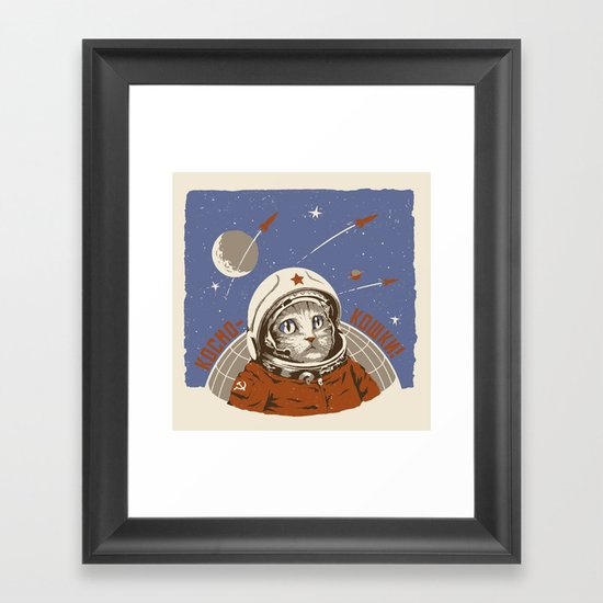 Soviet Space Cat Framed Art Print