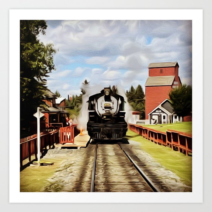 Steam Train in a Prairie Town Art Print