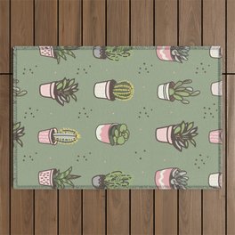 Succulents on Sage Outdoor Rug