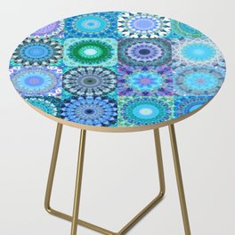 Blue Mandala Patchwork Art - Mandala Medley Three Side Table